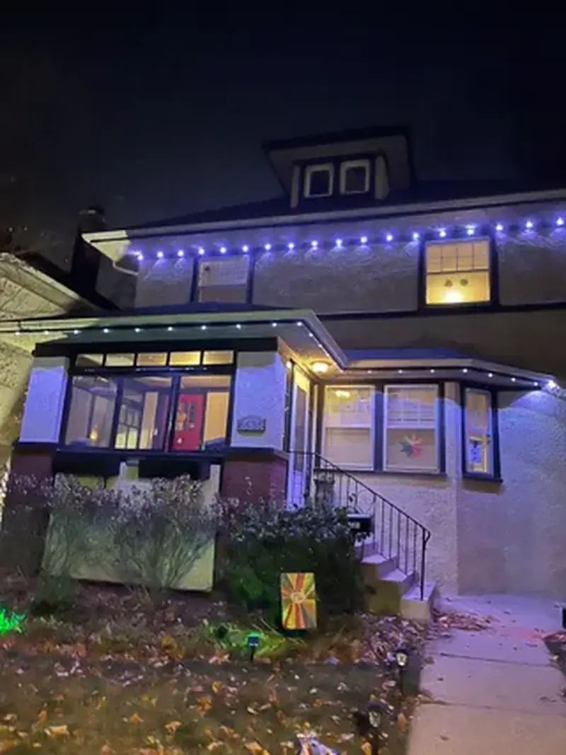 House with roofline LEDs